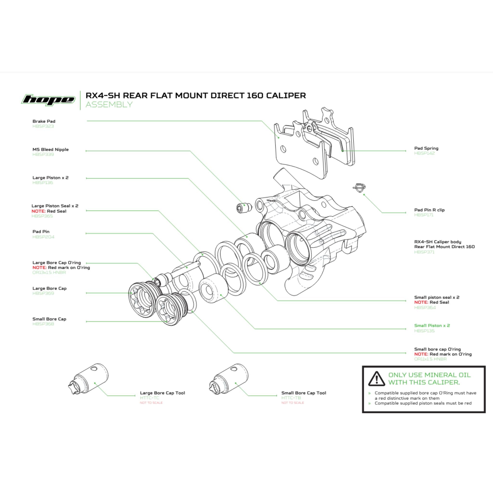 Hope Caliper Rebuild Seal Kit - RX4 SRAM