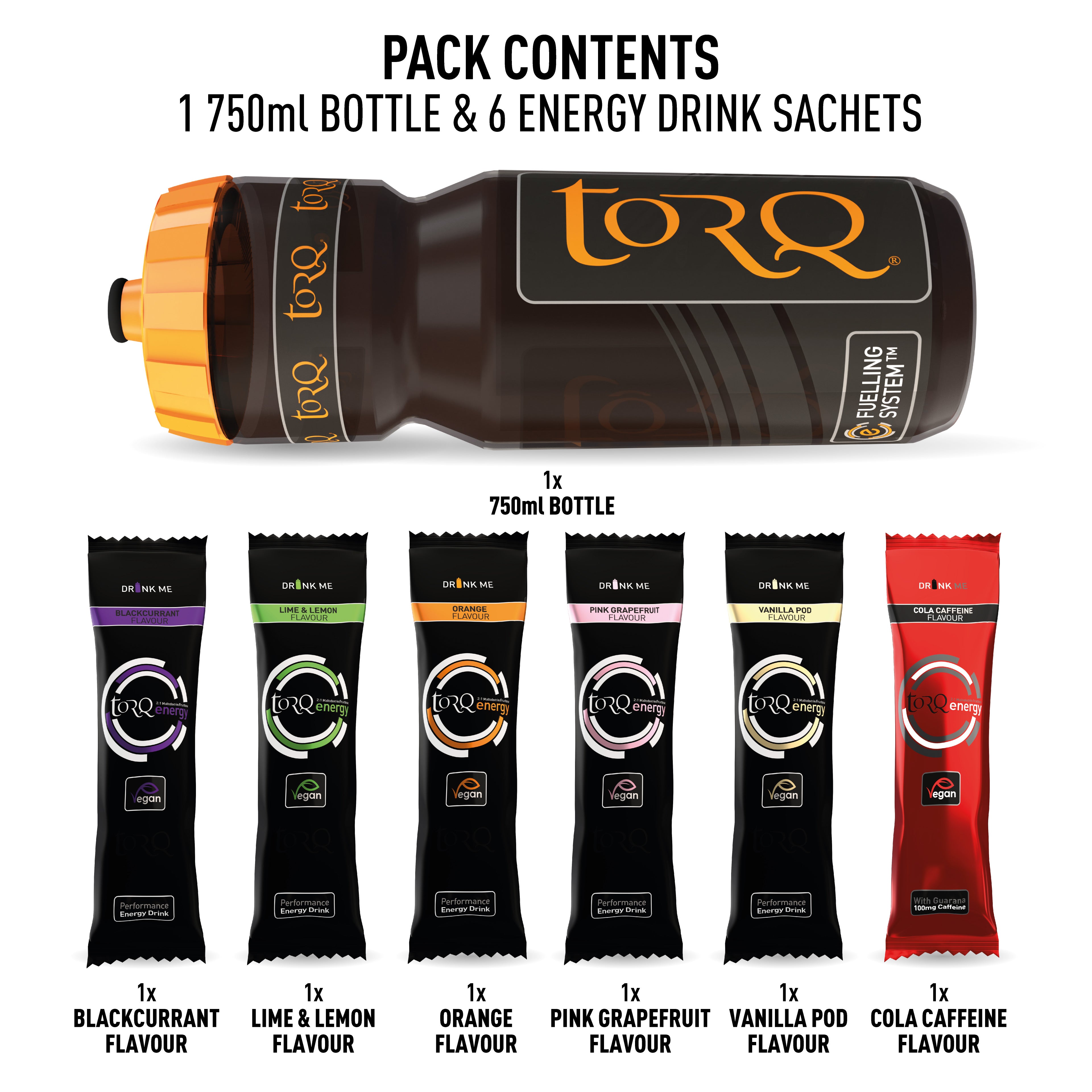 TORQ Energy 750ml Bottle Sample Pack - 6 Drinks