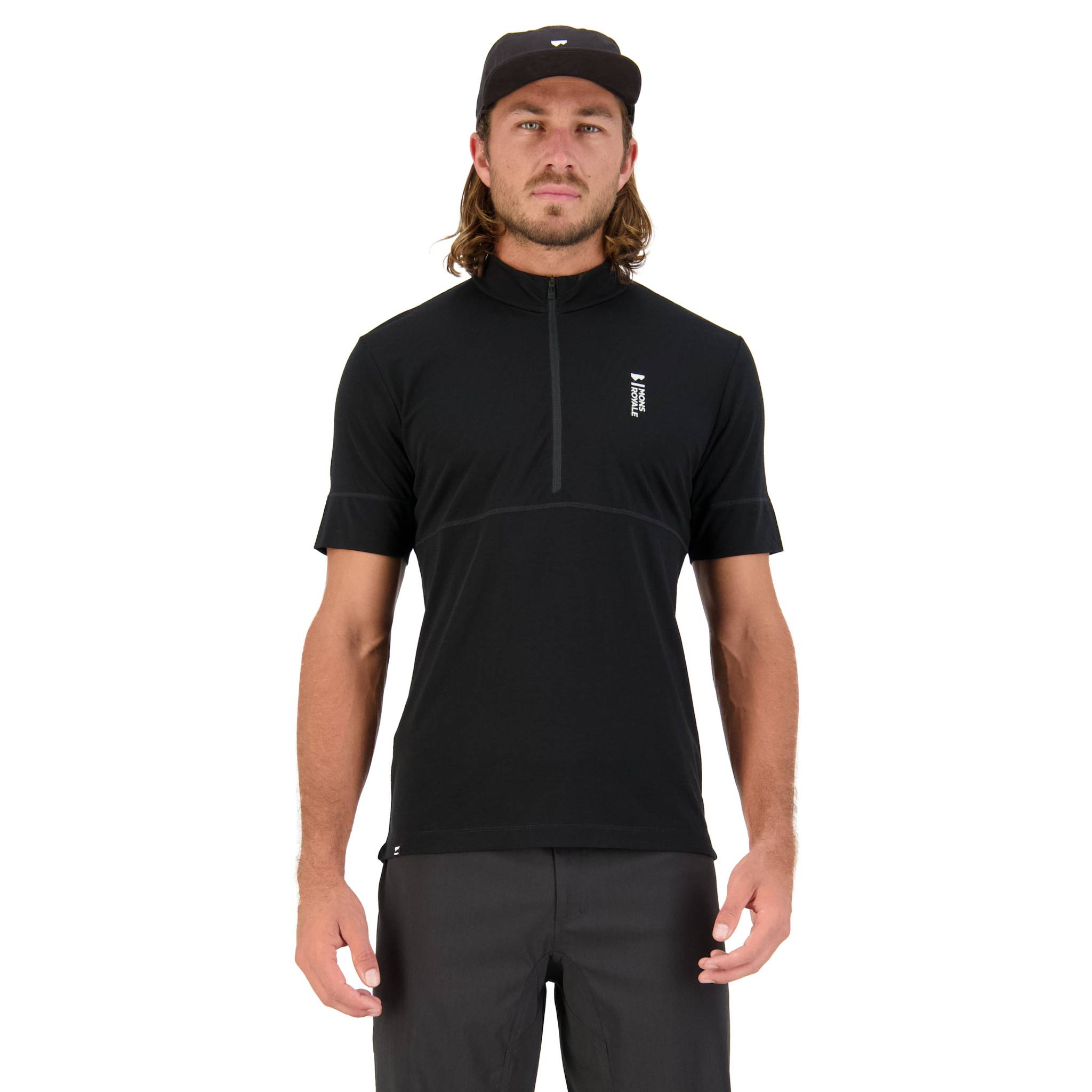 Mons Royale Cadence Half Zip T - Black