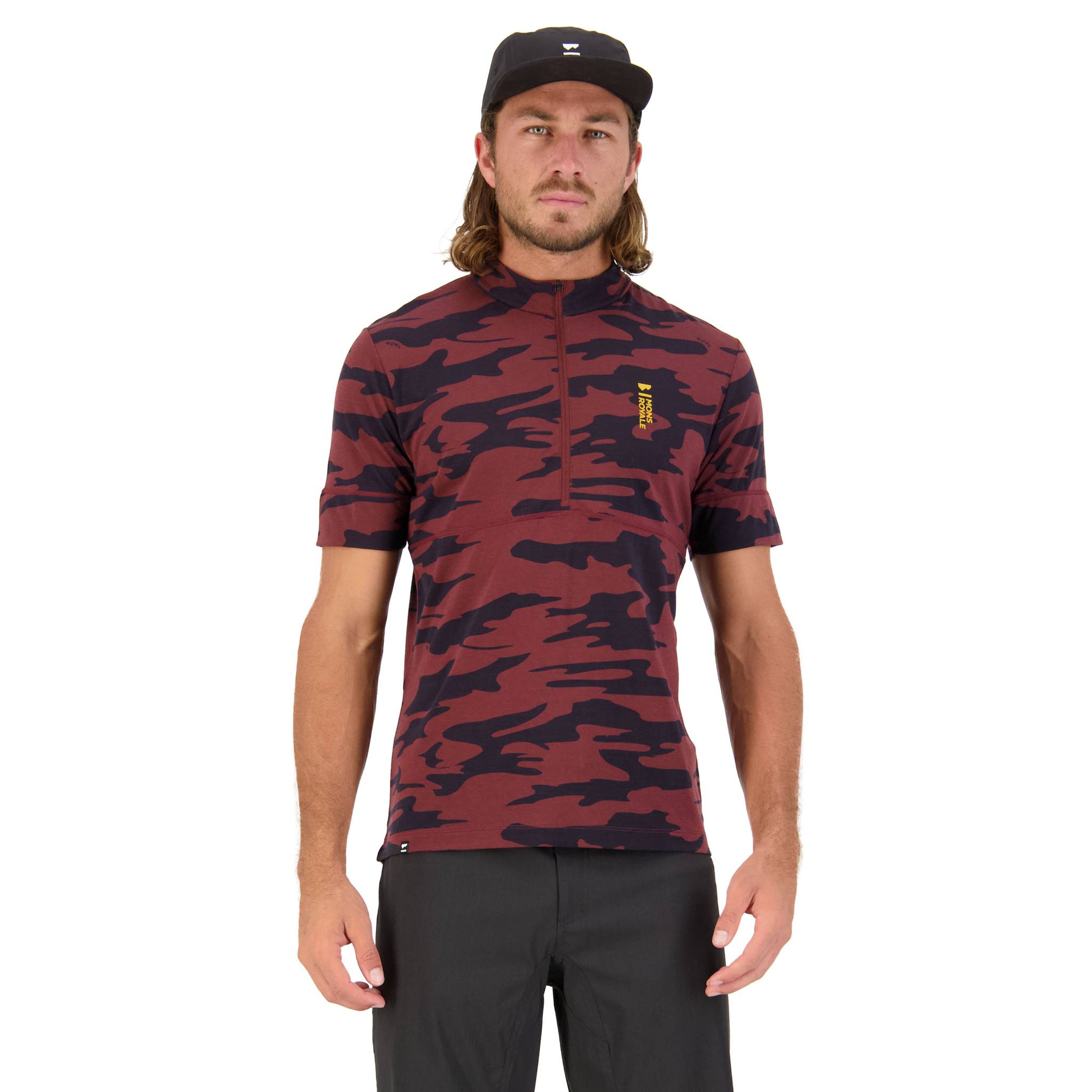 Mons Royale Cadence Half Zip T - Chocolate Camo