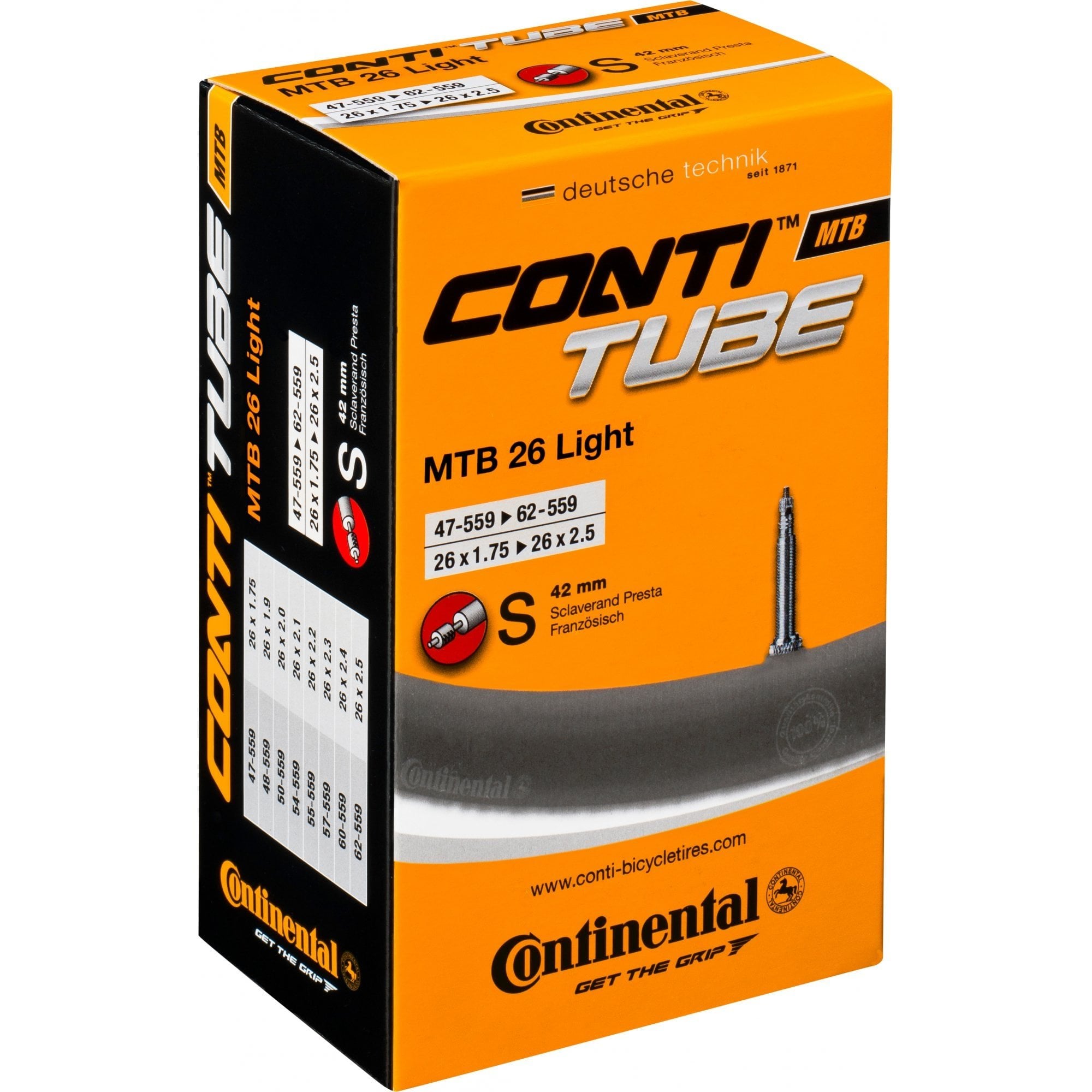 Continental MTB Supersonic Inner Tube 26x1.75 -2.2 Presta